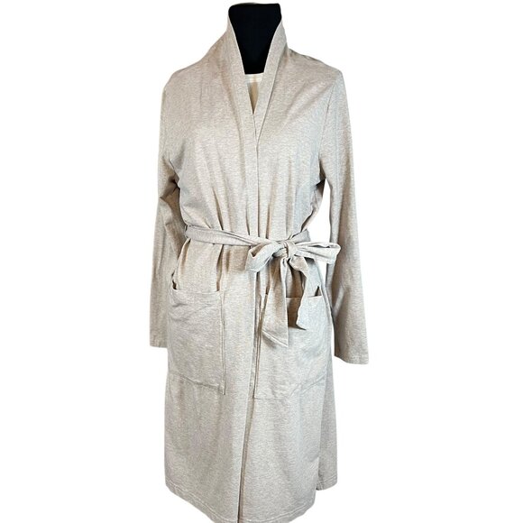 PACT Robe Women Medium Oat Heather Organic Cotton Cool Stretch Lounge Duster - Picture 1 of 5
